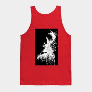 Black and White Deer Head Watercolor Silhouette - Reversed Colors Tank Top